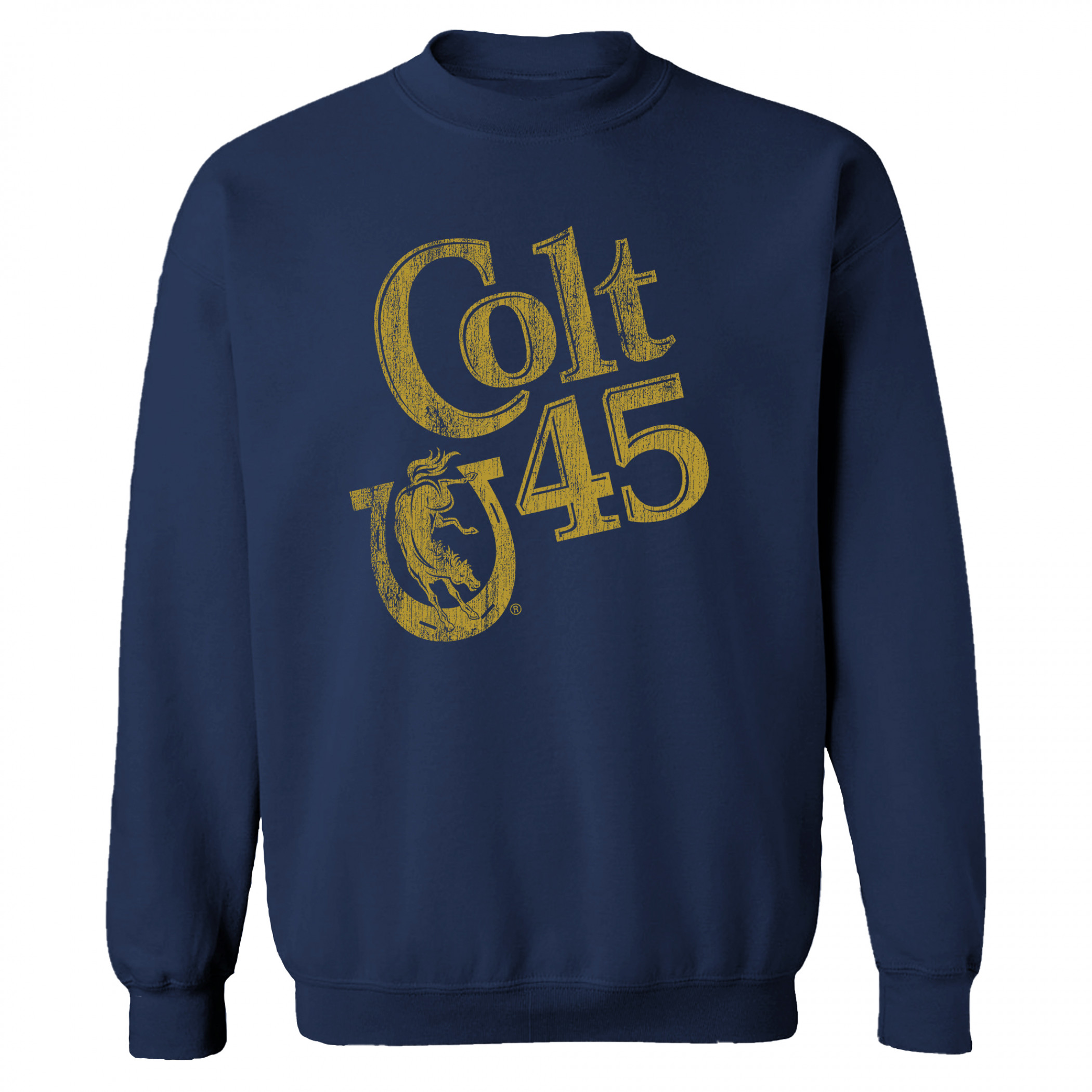 Colt 45 Distressed Logo Navy Crew Neck Sweatshirt